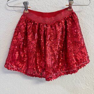 Cat & Jack Girls Red Sequins Skirt (Size XS 4/5)